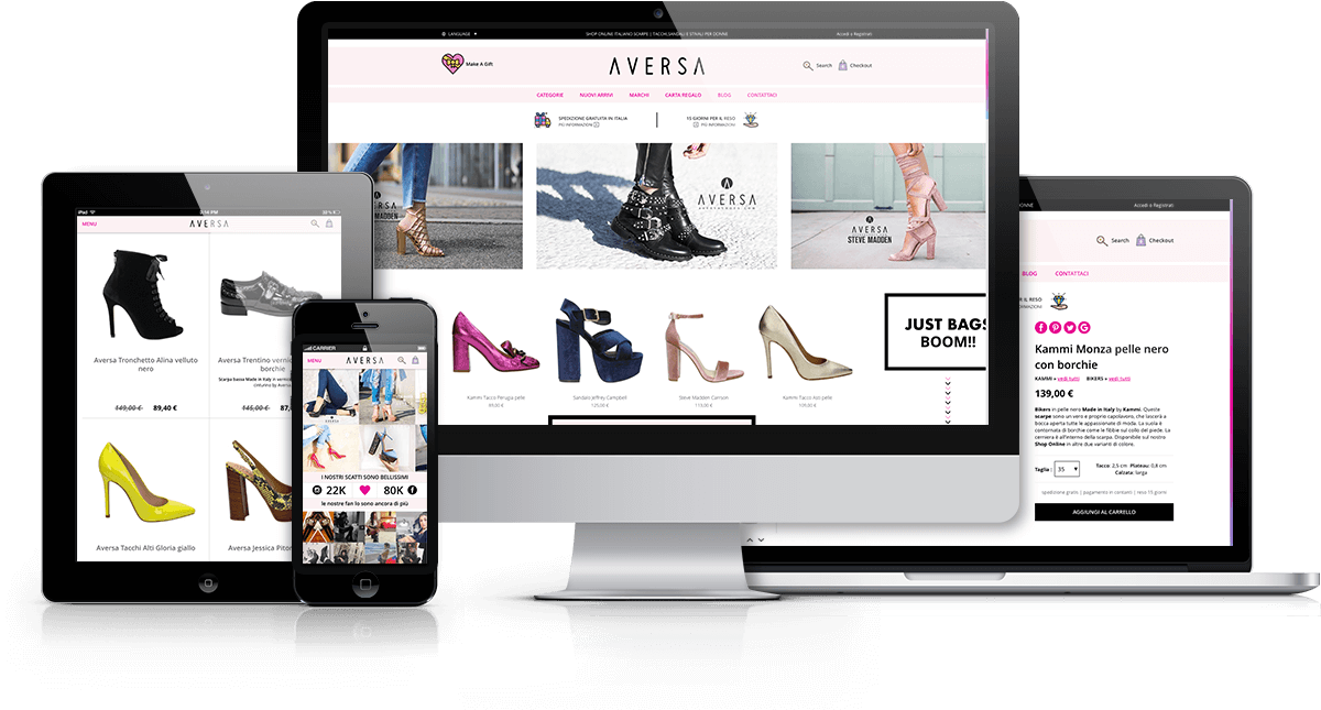 Sviluppo front-end e-commerce AversaShoes.com